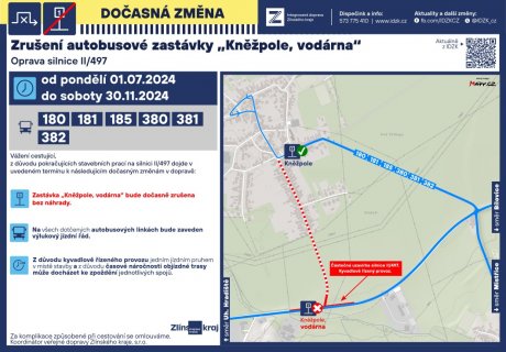 Dočasná změna autobusových zastávek_Kněžpole,vodárna