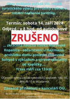 Turistický výlet nejen pro rodiny s dětmi 14. 9. 2024